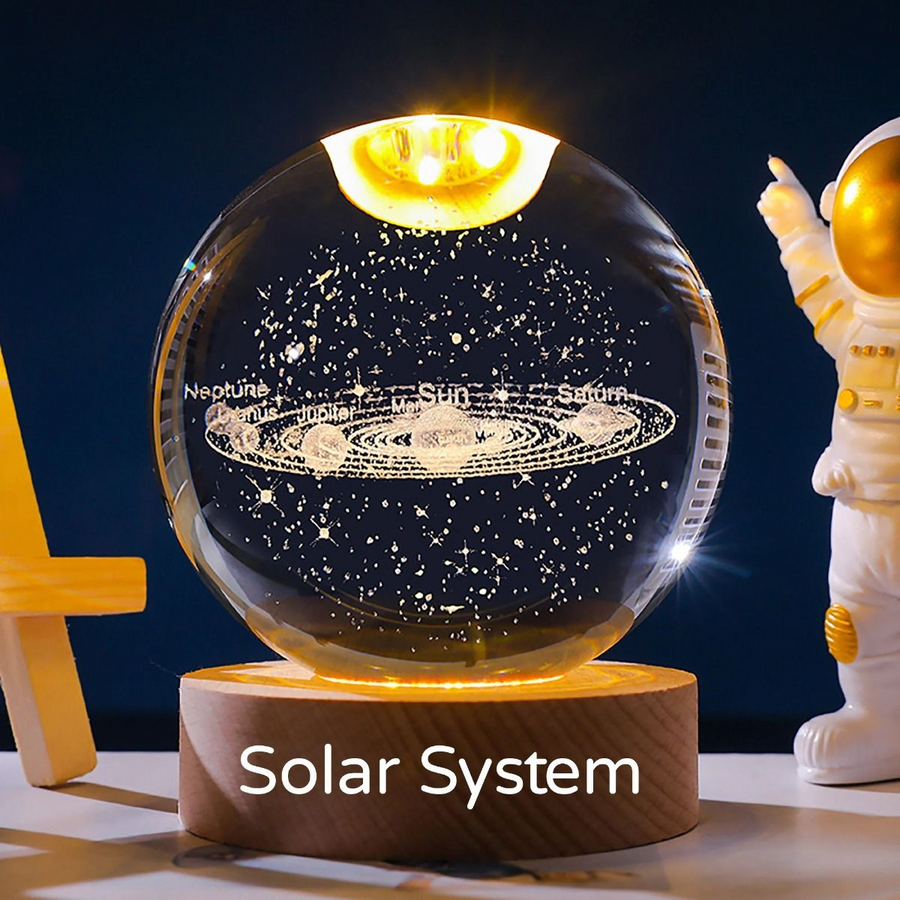 3D Crystal Bal - Solar System With Stars (1 Color Base)