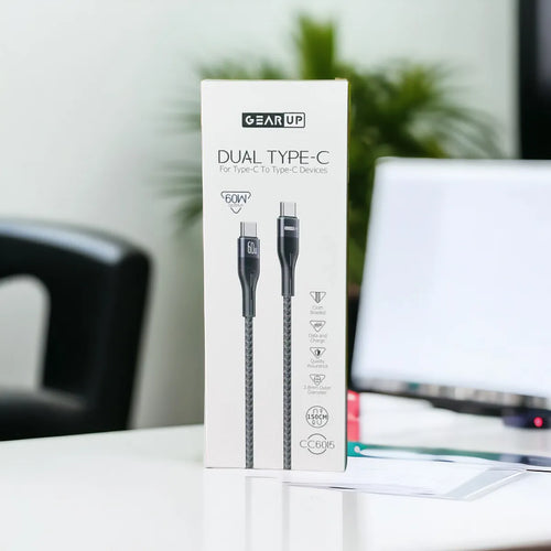 GearUP CC6015 Type-C to C 60W PD Fast Charging & Data Cable - 1.5m