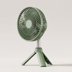 AZEADA PD-F27 Multipurpose Rechargeable Desktop Fan with Tripod Stand - Green