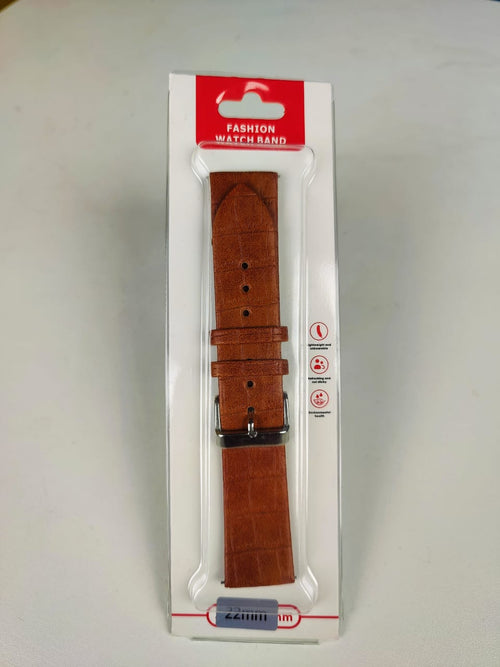 22mm Leather Strap for Smartwatch - Brown Color