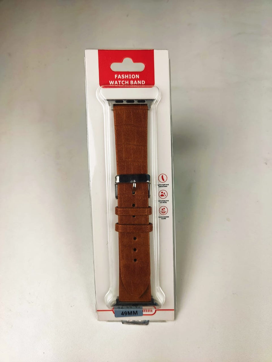 49mm Leather Strap For Smartwatch - Brown Color