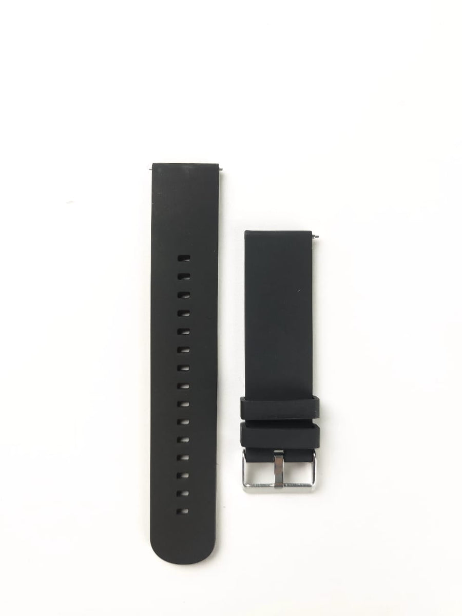 20MM Plain Silicone Watch Strap - Black Color