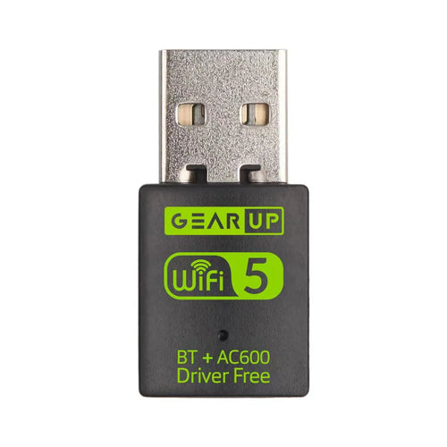 GearUP 600Mbps Dual Band WiFi + Bluetooth Adapter for PC/Laptop (Driver Free, 2.4GHz + 5GHz)