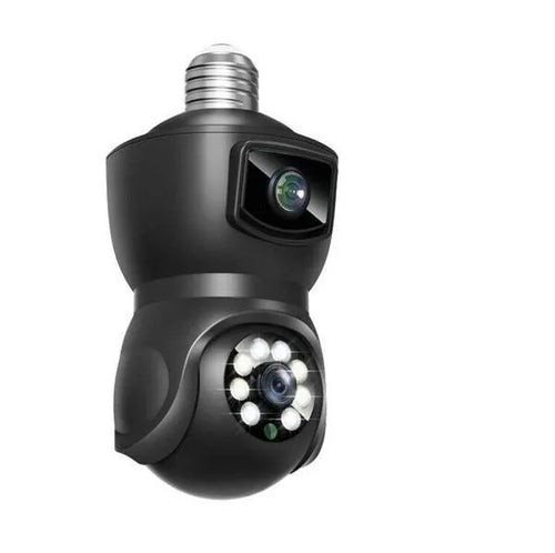 V380 E9 Dual Lens Bulb PTZ IP Camera - Black