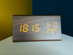 Triangle Wooden Style Digital LED Clock - Dark Wood