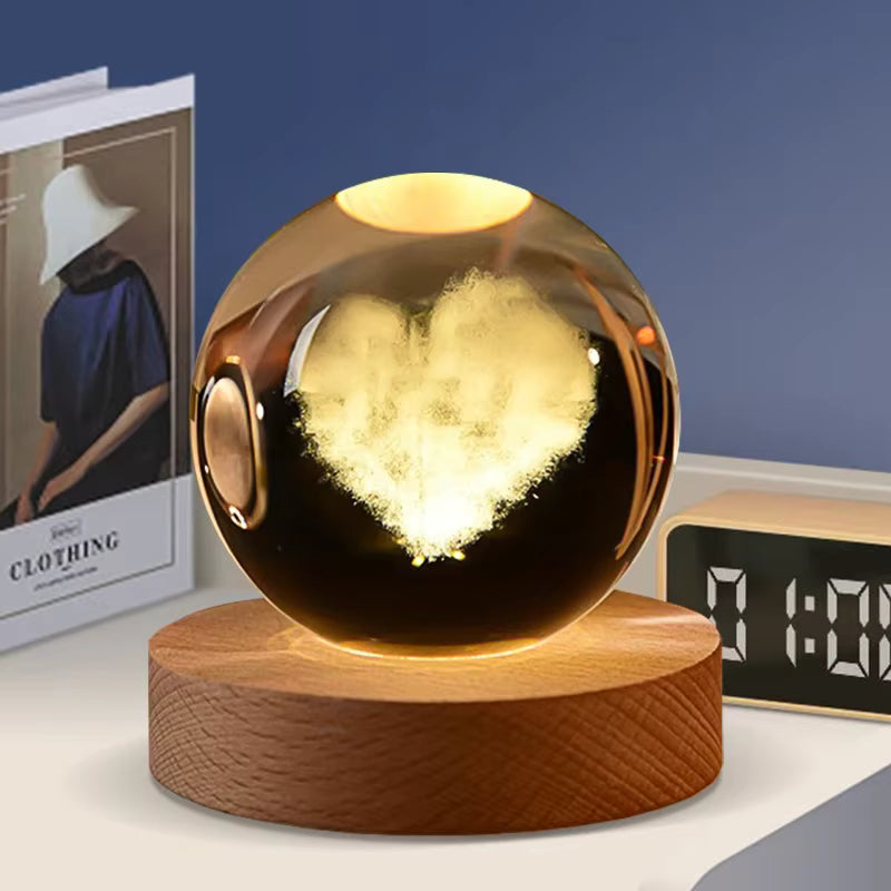 3D Crystal Ball - Cloud Love Shape (7 Color Base)