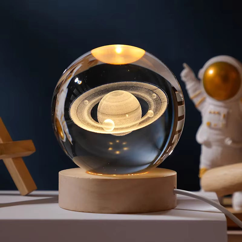 3D Crystal Ball - Saturn (7 Color Base)