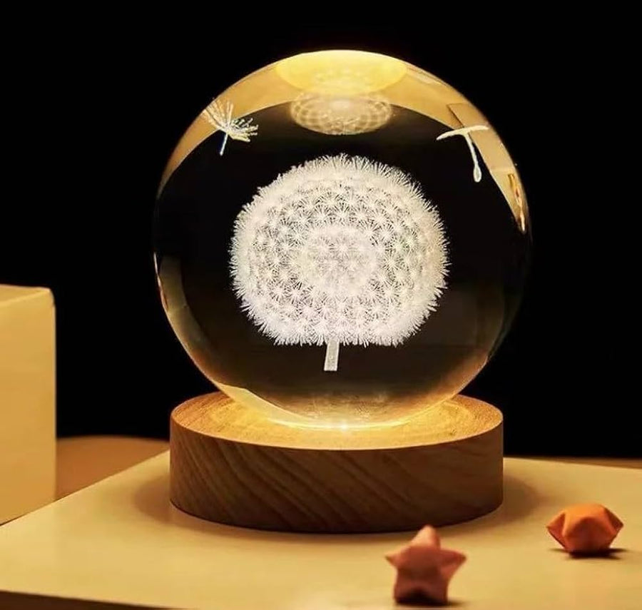 3D Crystal Ball - Dandelion (7 Color Base)