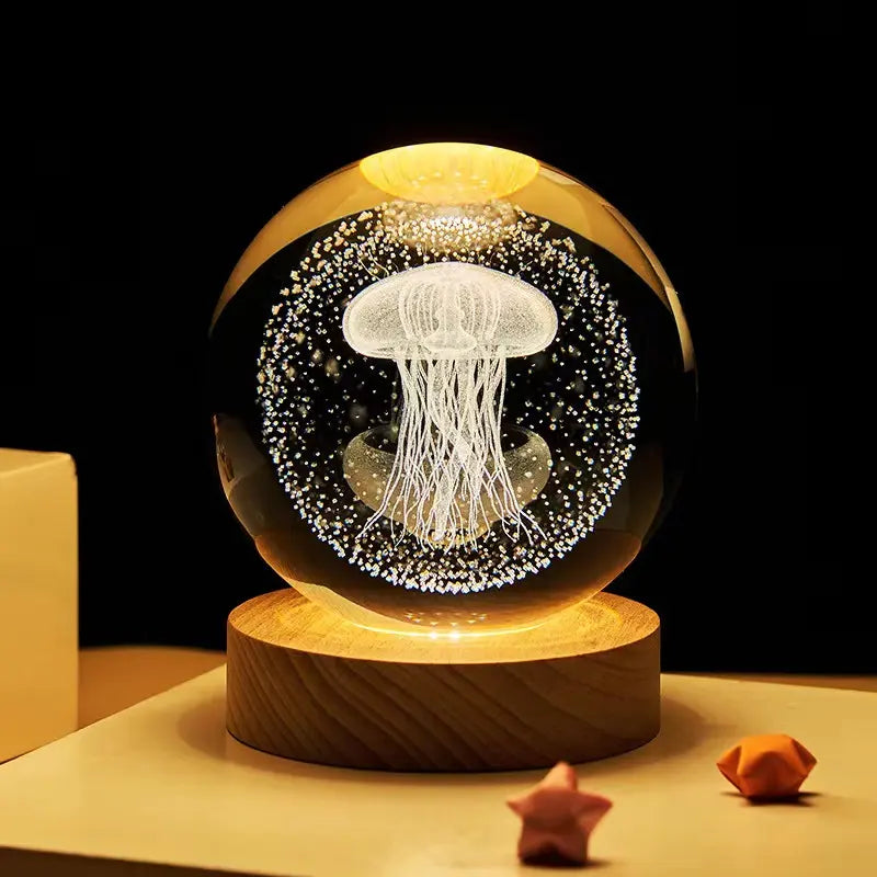 3D Crystal Ball - Jellyfish (7 Color Base)