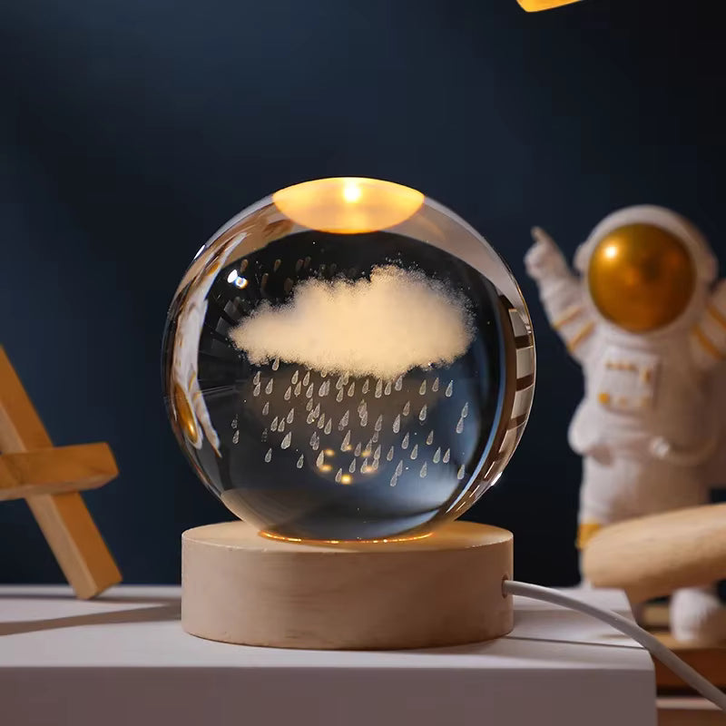 3D Crystal Ball - Rain Cloud (7 Color Base)