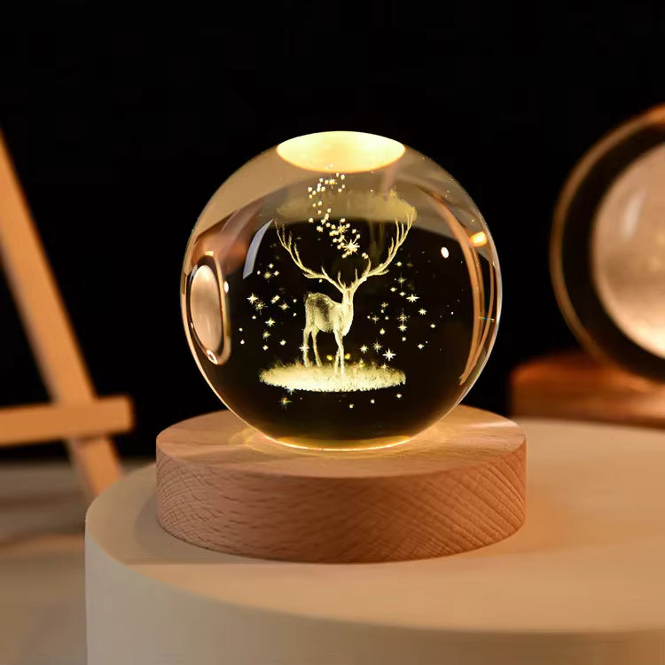 3D Crystal Ball - Deer (7 Color Base)