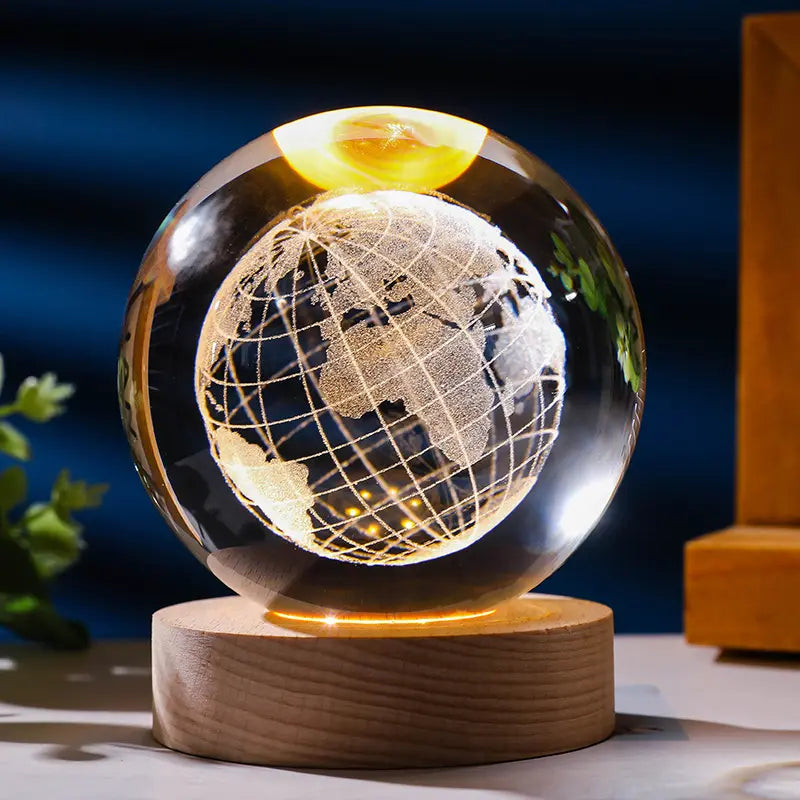 3D Crystal Ball - Globe (7 Color Base)