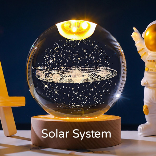 3D Crystal Bal - Solar System With Stars (1 Color Base)