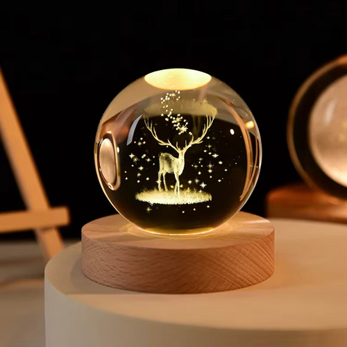 3D Crystal Ball - Deer (1 Color Base)