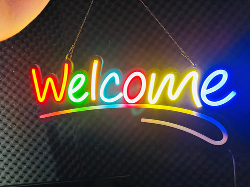 GearUP WELCOME Neon Sign for Shop, Restaurant, Pharmacy & Cafe