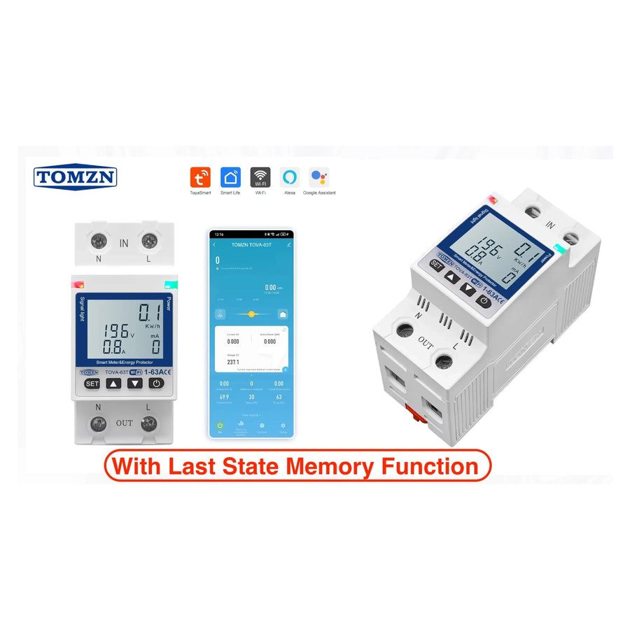 TOMZN TOVA-63T WiFi Smart Circuit Breaker 63A with Energy Meter & Leakage Protection (Tuya)