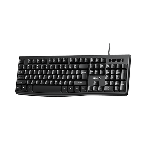 AULA AK105 USB Wired Black Keyboard — Full-Size 104-Key Membrane Office Keyboard