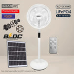 GearUP GP90 14 inch Premium Rechargeable LiFePO4 + BLDC Solar Stand Fan (Without Solar Panel)
