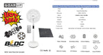GearUP GP90 14 inch Premium Rechargeable LiFePO4 + BLDC Solar Stand Fan (Without Solar Panel)