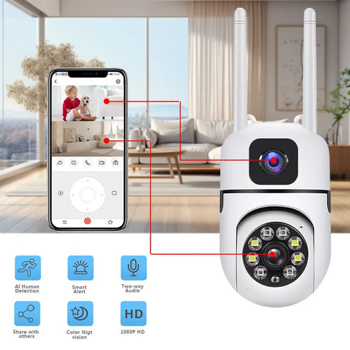 V380 Dual Lens PTZ 2+2MP WiFi Smart Camera E27B